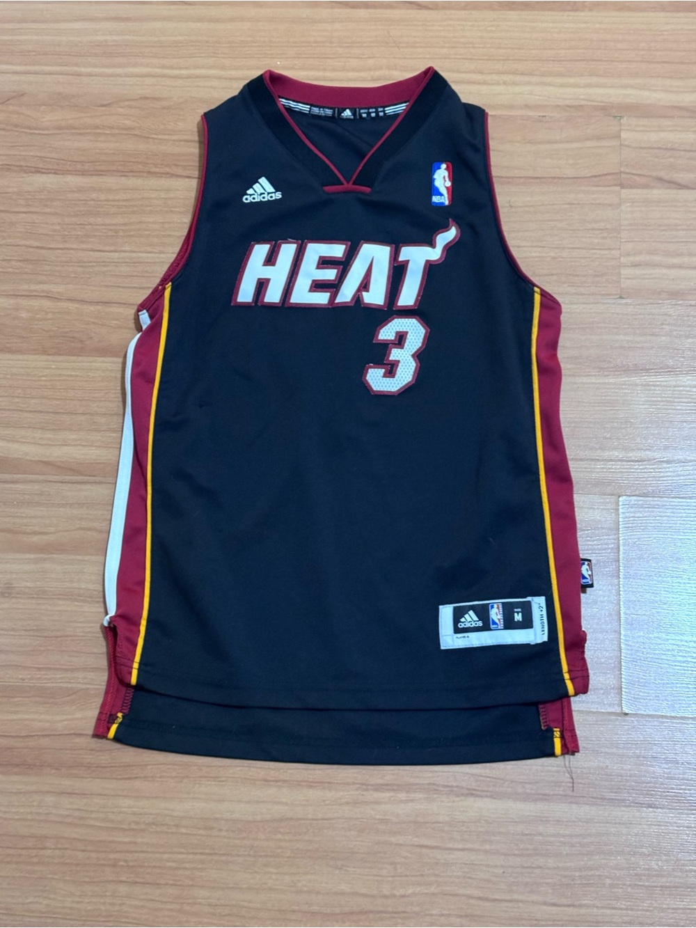 Adidas Miami Heat Dwyane Wade #3 Kids Mesh Jersey Black Medium